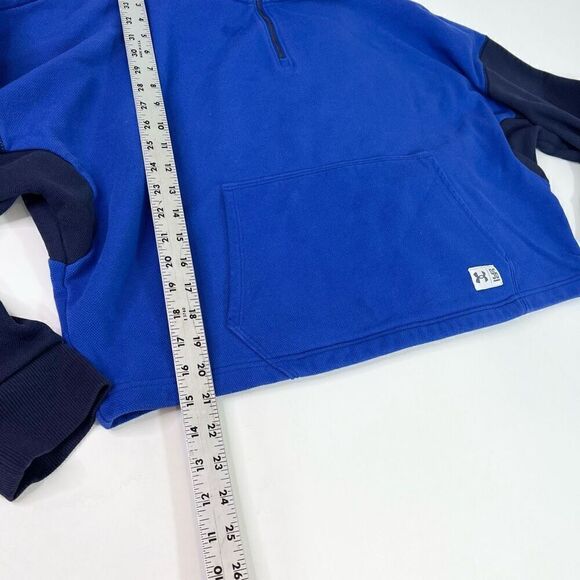 Under Armour Sweatshirt Womens Large Blue 1/4 Zip Playback Pullover Fleece Crop - Picture 4 of 7
